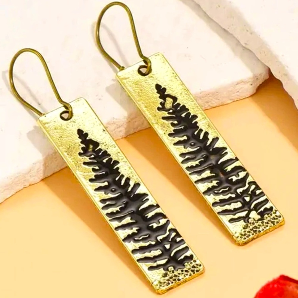 Gold Pine Tree Dangle Earrings